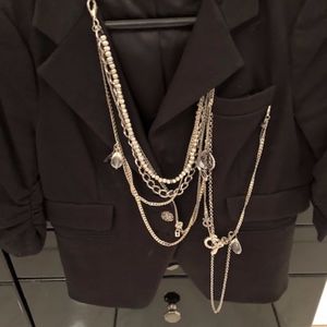 COPY - LA ROK Black Lined Jacket with Chain & Cha…